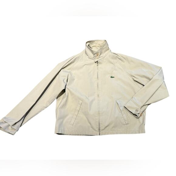 Lacoste Other - Vintage Izod Lacoste Beige Jacket with Standing Button Collar ZipUp Mens Large